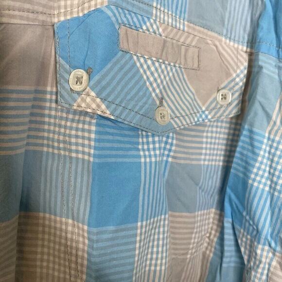 Marithe Francois Girbaud Blue Plaid Print Button Long Sleeve Shirt 4XL Men - Picture 5 of 8